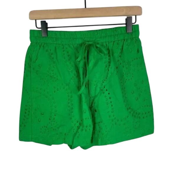 SANCTUARY Shorts Size L NEW Elastic Waist Green Easy Pull on Short Eyelet Lace - Picture 3 of 5